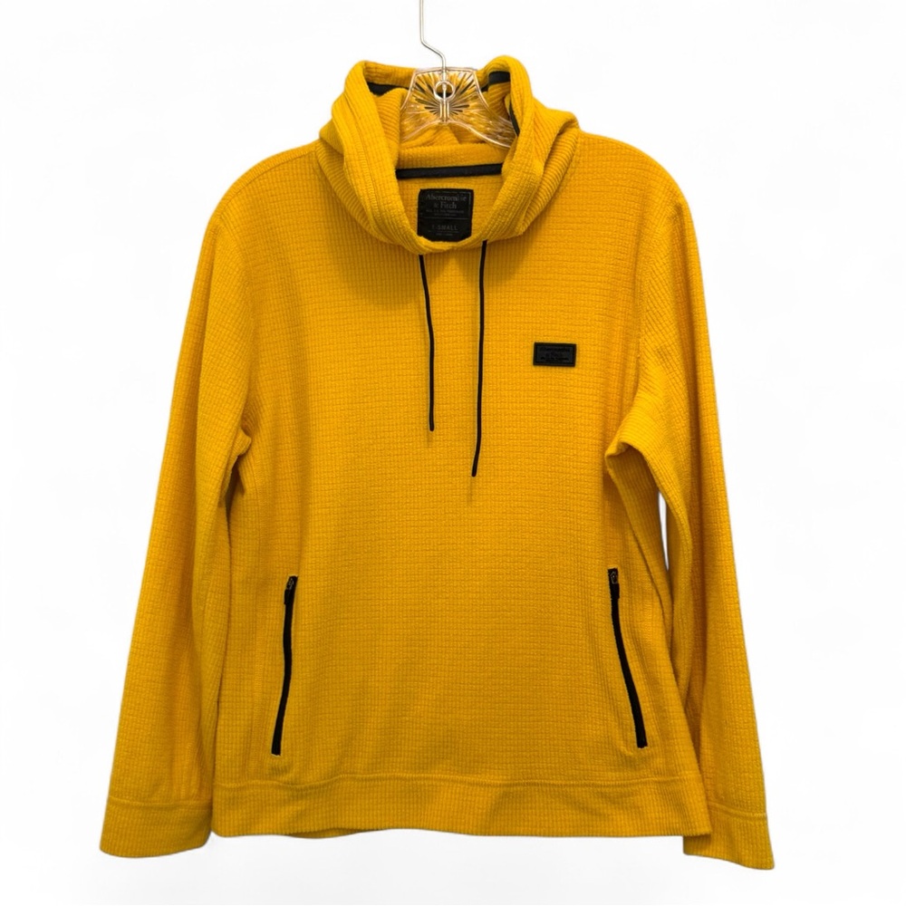 ABERCROMBIE & FITCH Heritage Mustard Waffle Knit Gorpcore Hooded Shirt